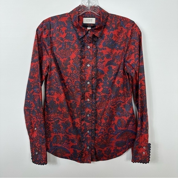 J. Crew Collection Shirt 2 Scallop Ruffle Button Up Perfect NWT - Picture 8 of 17